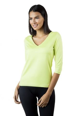 The 3/4 Sleeve V - Neck - A'NUE MIAMI - AB050 - AB050 - Long Sleeve