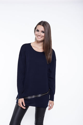 The Diagonal Zip Sweater - A'NUE MIAMI - ASW034 - ASW034 - Long Sleeve